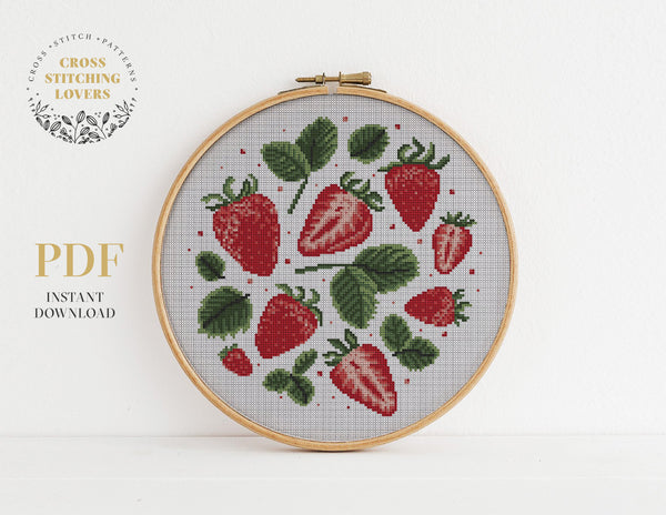Strawberries fruits - Cross stitch pattern