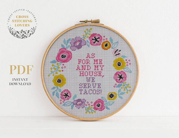 As for me and my house, we serve tacos - Cross stitch pattern