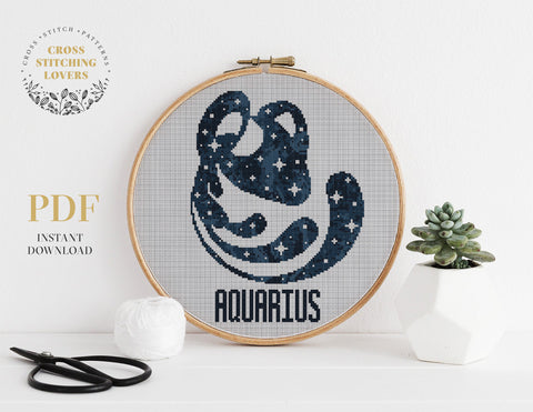 Aquarius zodiac sign - Cross stitch pattern