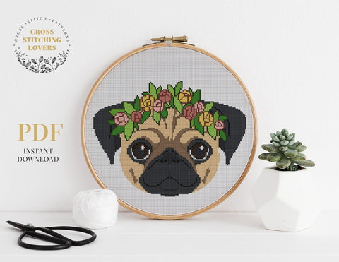 Pug Dog - Cross stitch pattern