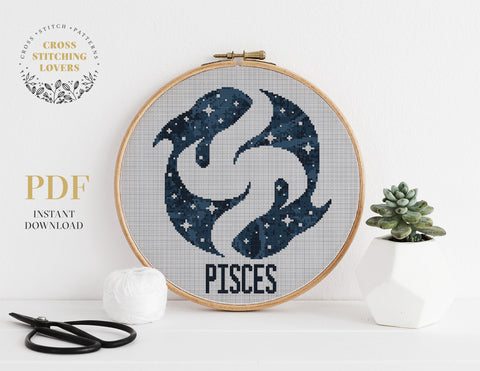 Pisces zodiac sign - Cross stitch pattern