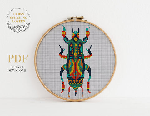 Colorful cricket - Cross stitch pattern