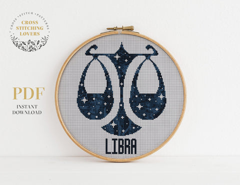 Libra zodiac sign - Cross stitch pattern