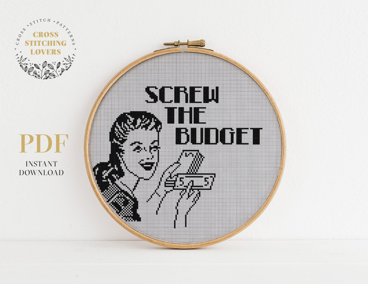 Screw the budget - Cross stitch pattern