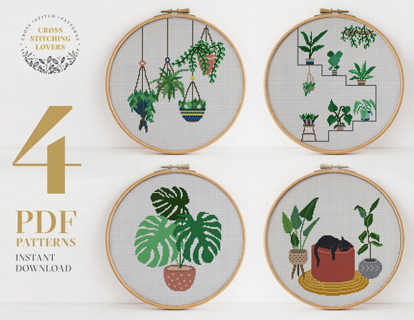 Home plants bundle - Cross stitch pattern