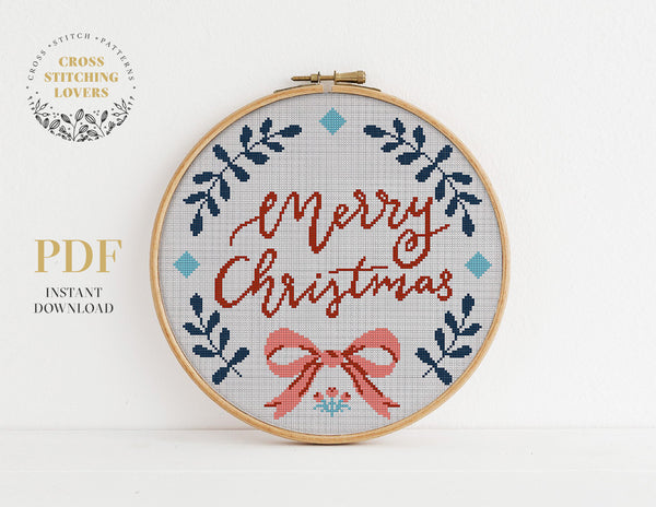 Merry Christmas text - Cross stitch pattern