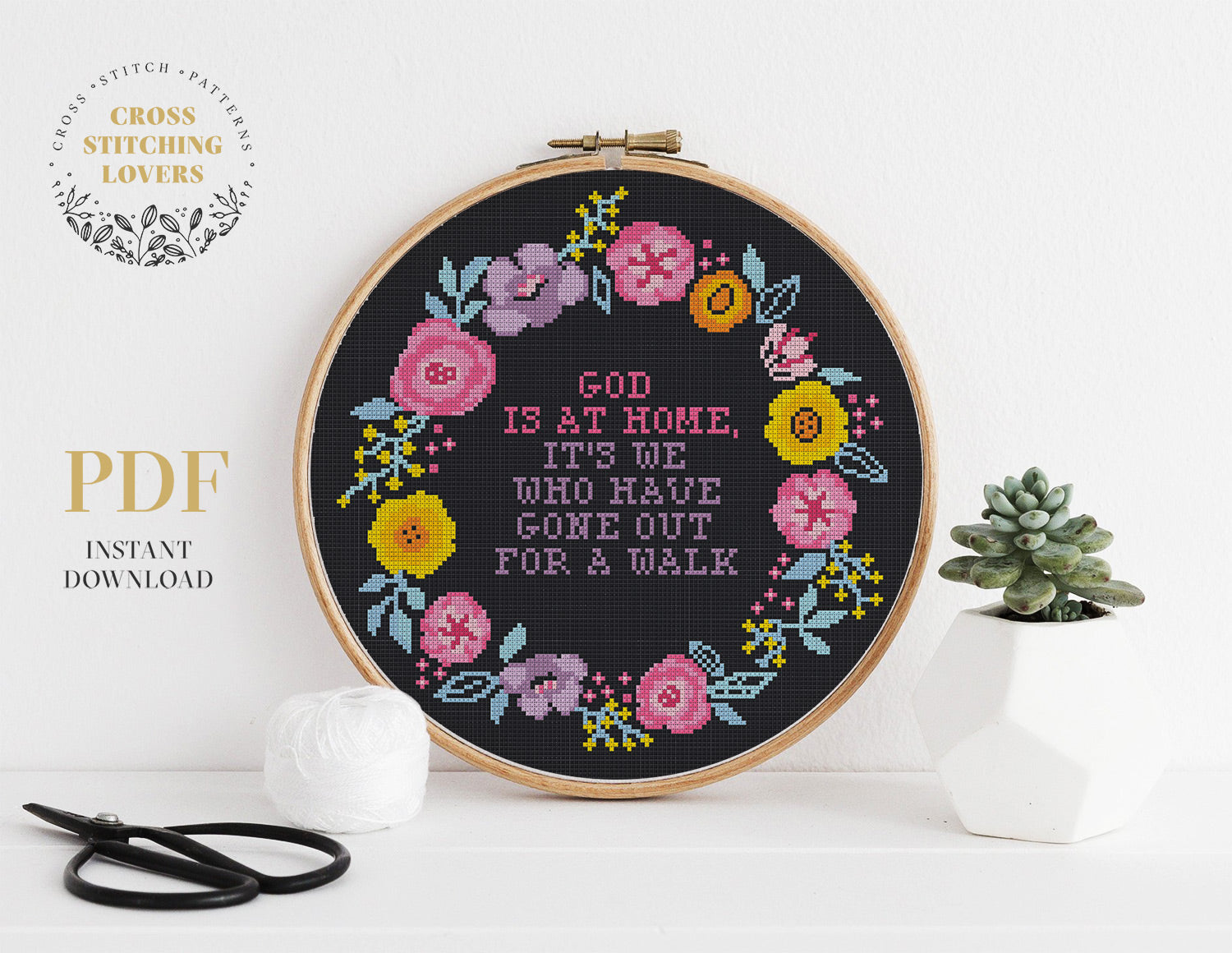 God is at home - Cross stitch pattern