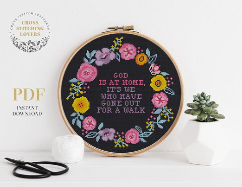 God is at home - Cross stitch pattern