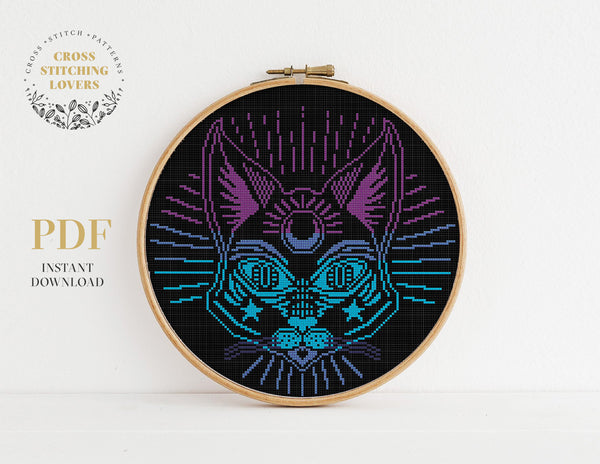 Mystic cat - Cross stitch pattern