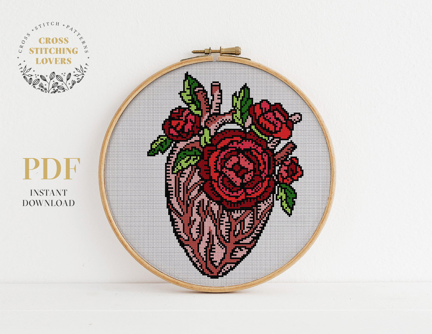 Flower heart - Cross stitch pattern