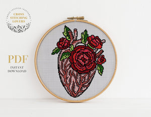 Cross-Stitched Hearts (embroidery pattern)