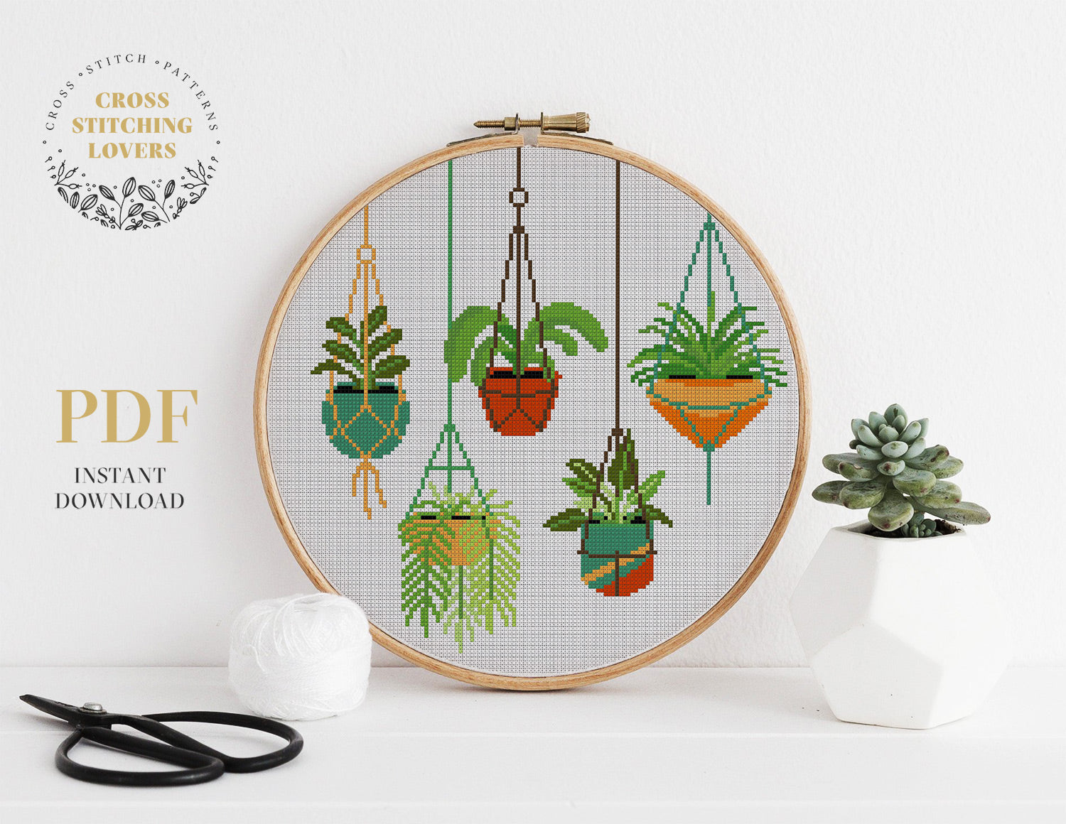 Hanging plants - Cross stitch pattern