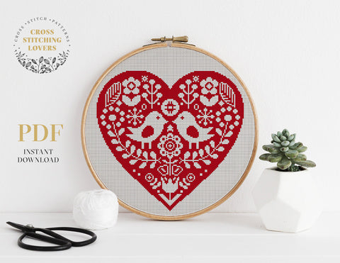 Scandinavian birds - Cross stitch pattern