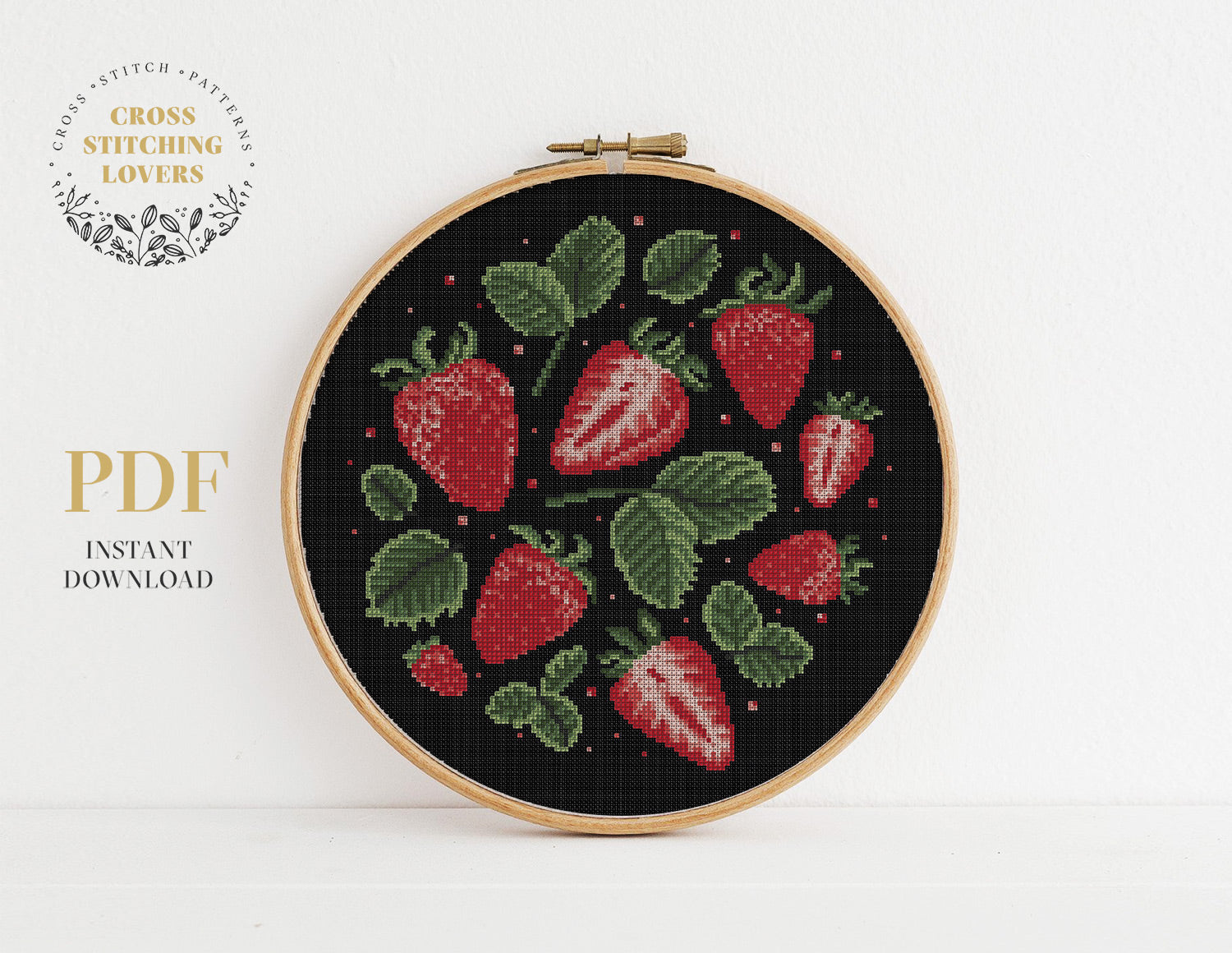 Strawberries fruits - Cross stitch pattern