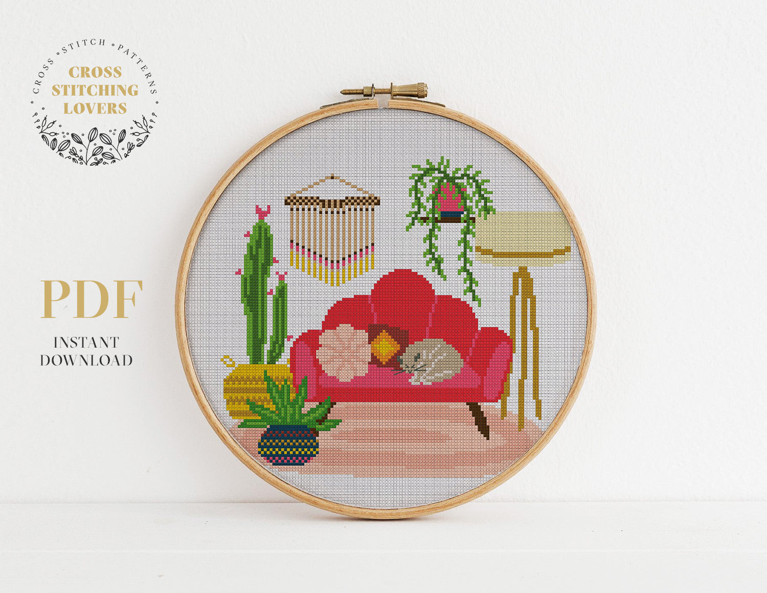 Cute and funny home interior - Cross stitch pattern