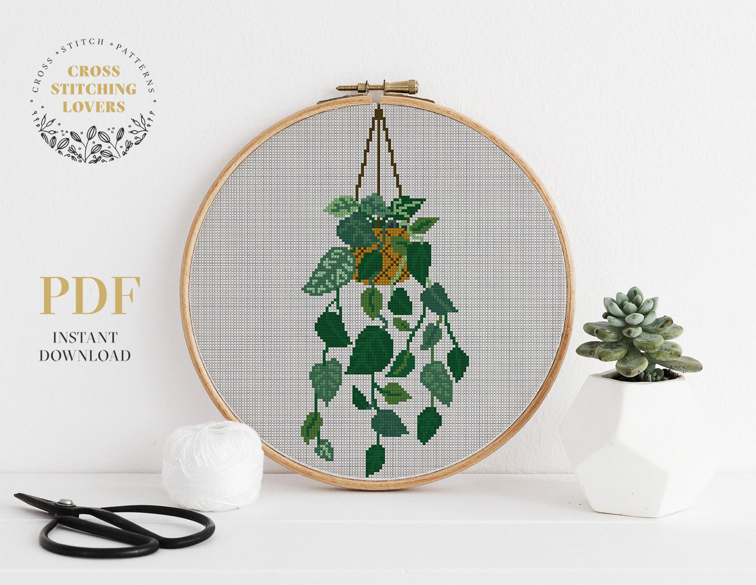 Hanging plant - Cross stitch pattern