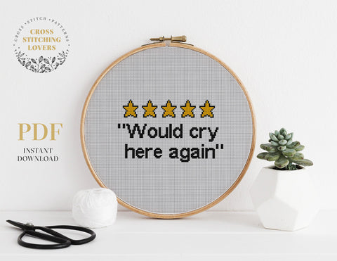 Would cry here again - Cross stitch pattern