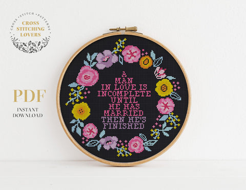 Funny Love quote - Cross stitch pattern