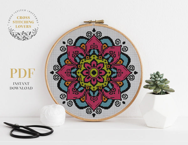 Colorful flower - Cross stitch pattern