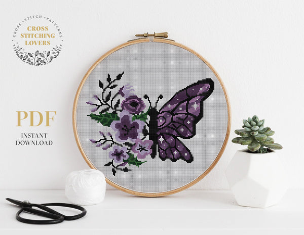 Violet Butterfly - Cross stitch pattern