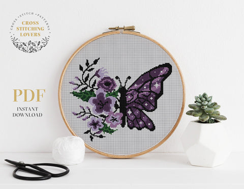 Violet Butterfly - Cross stitch pattern