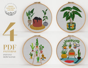 house plant cross stitch Home plants bundle
