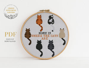 Home is where the cats are - Funny Cross stitch pattern