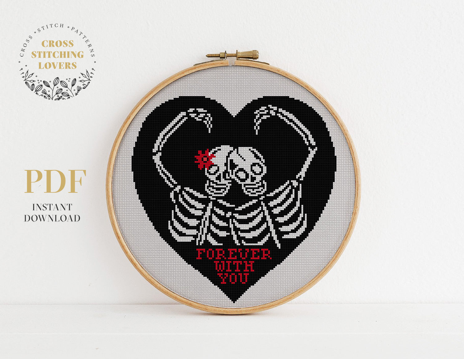 Skeletons in love - Cross stitch pattern