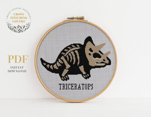 Triceratops dinosaur - Cross stitch pattern