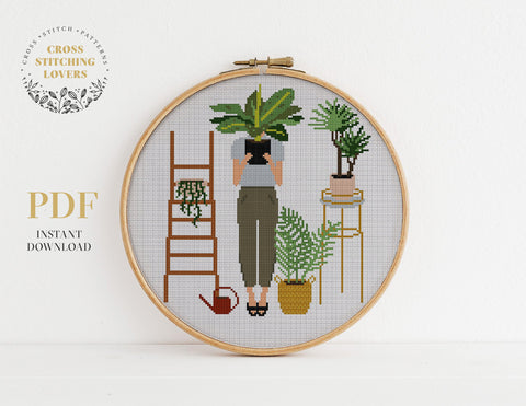 Crazy plant lady - Cross stitch pattern