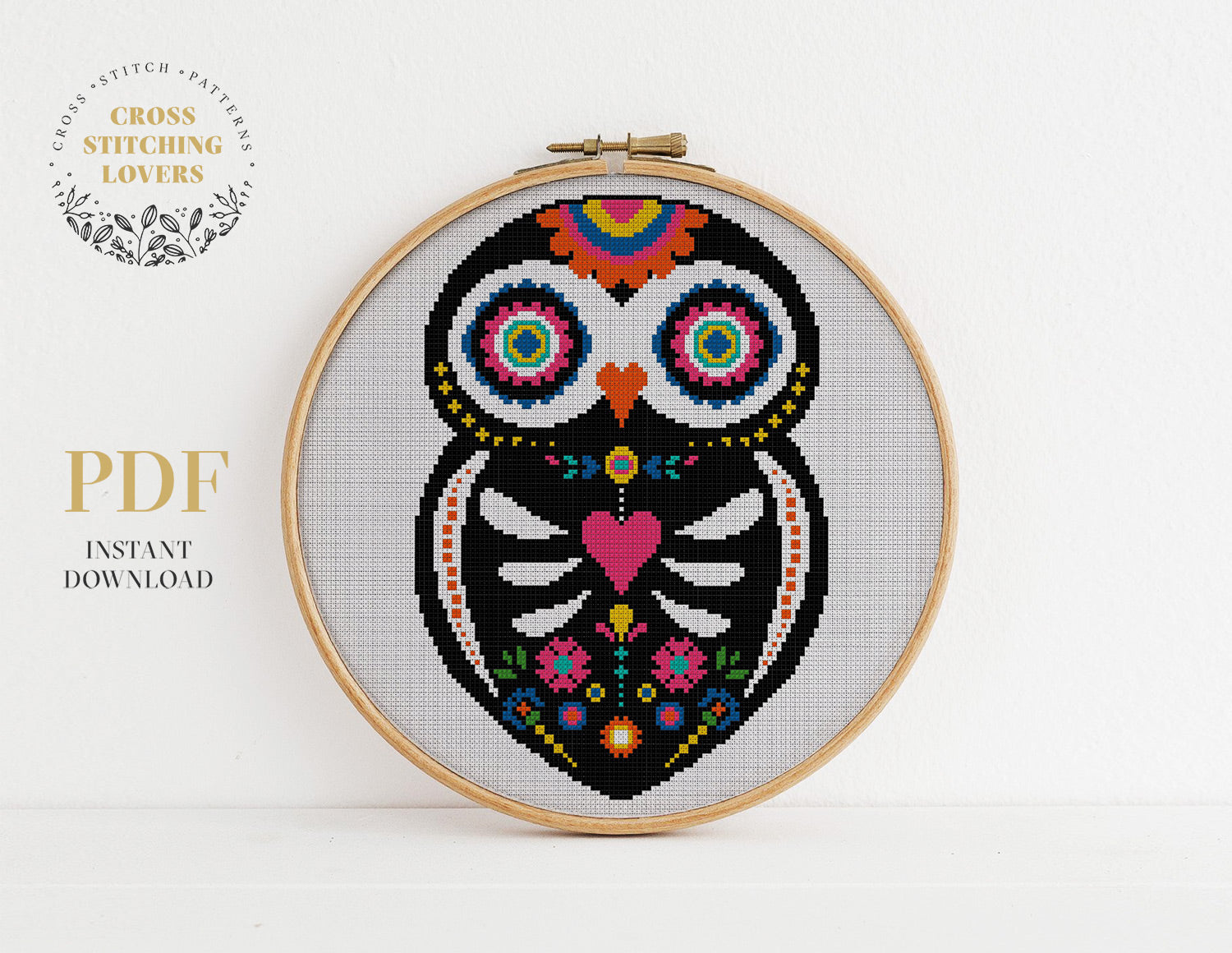 Colorful owl-  Funny Cross stitch pattern