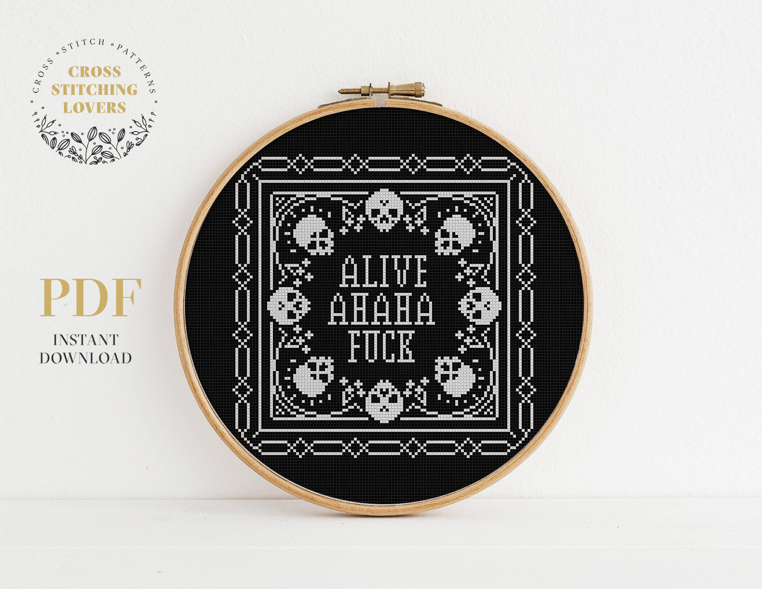 ALIVE AHAHA FUCK - Cross stitch pattern