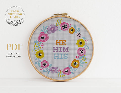 He Him His - Cross stitch pattern