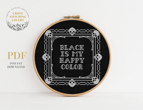 Black Is My Happy Color - Cross stitch pattern
