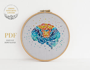 Brain theme - Cross stitch pattern