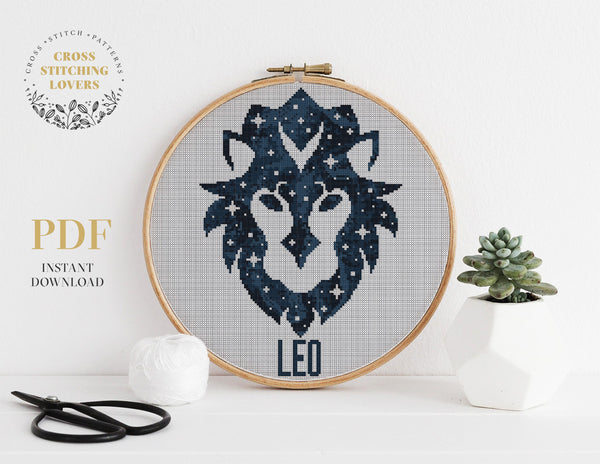 Leo zodiac sign - Cross stitch pattern
